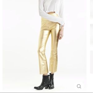 SPRWMN metallic gold leather crop flare pant